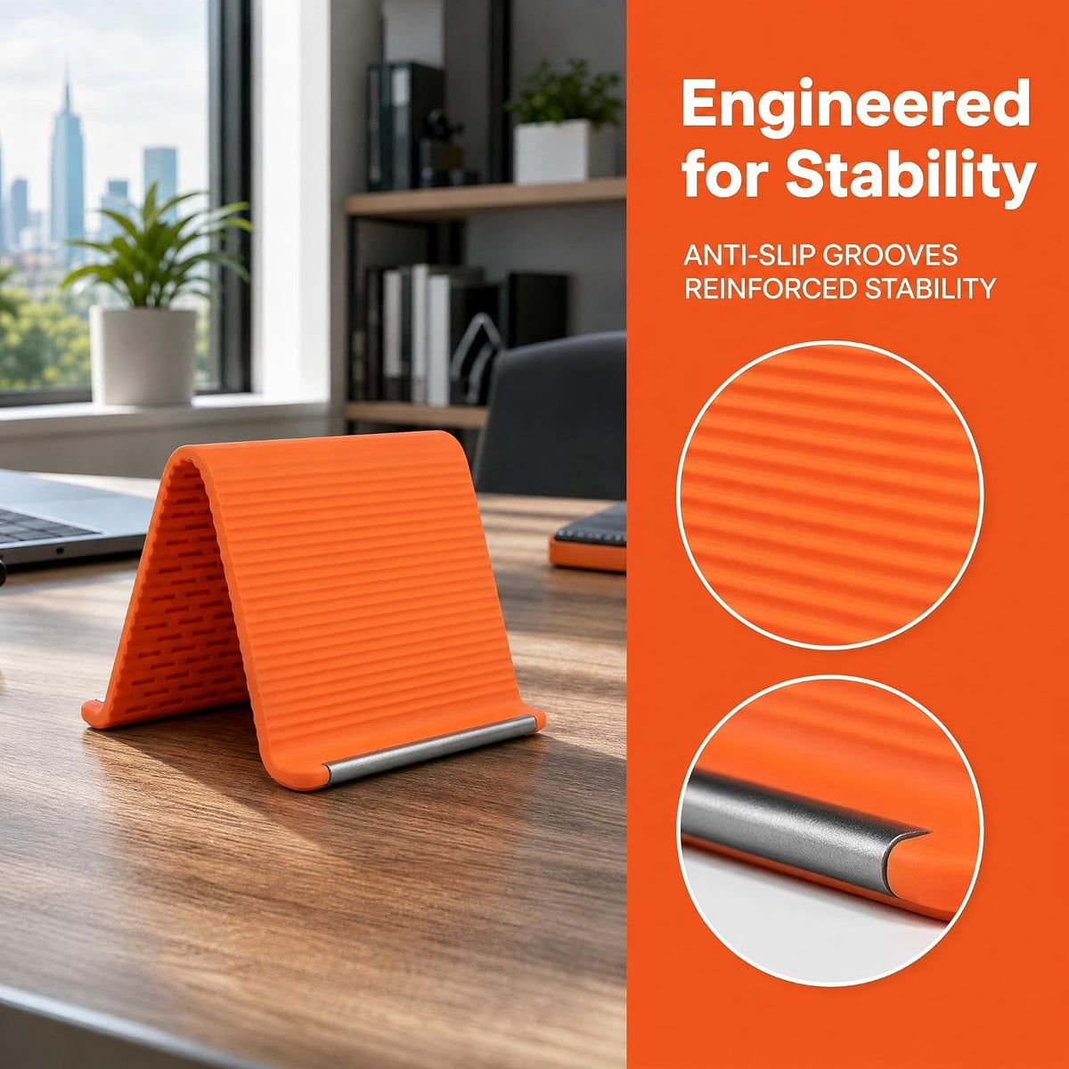 20x10cm Flexible Silicone Phone Stand, Orange