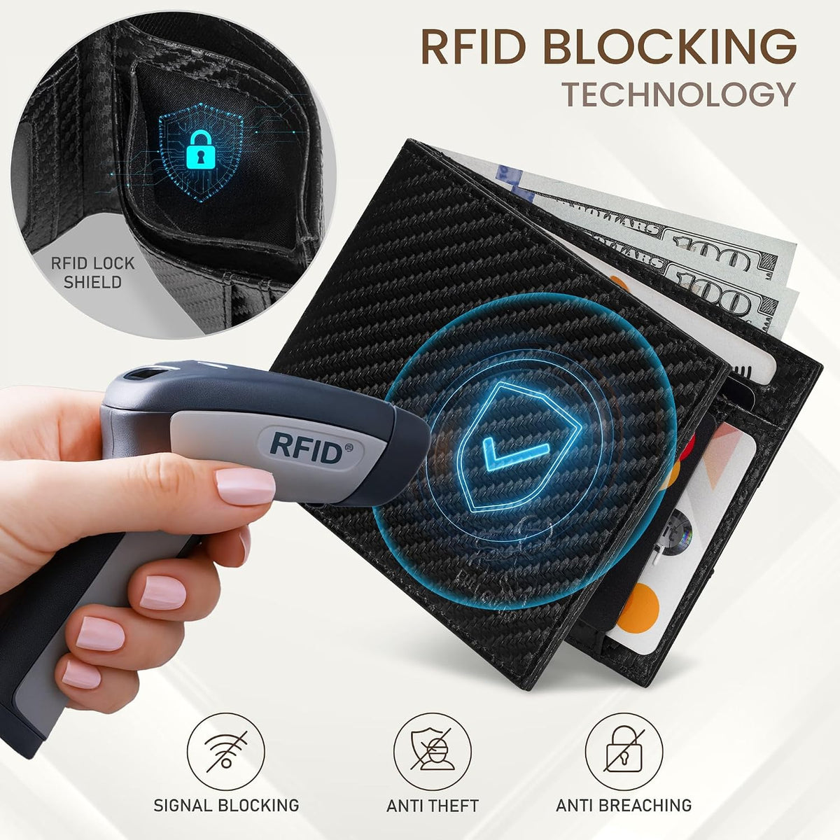 BULL GUARD Bifold Leather Wallet Slim Men's RFID Blocking Technology Premium Durable Leather & Tight Stitching, Quick Access Design with Security and Style Ideal for Work, Travel or Adventure