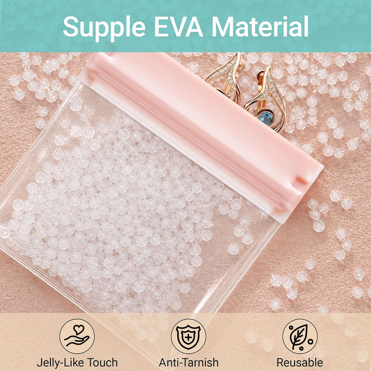 30 PCS Clear Transparent EVA Anti Tarnish Jewelry Storage Bags, Zip Ziplock Jewelry Pouches for Selling & Gift, Little Mini Travel Organizer for Ring Earing Chain Bracelet (S)