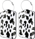 2 Pack PU Luggage Tags for Suitcase, Cow Texture Suitcase Tag Leather Privacy Cover ID Label with Stainless Steel Loop for Baggage Handbag School Bag Backpack