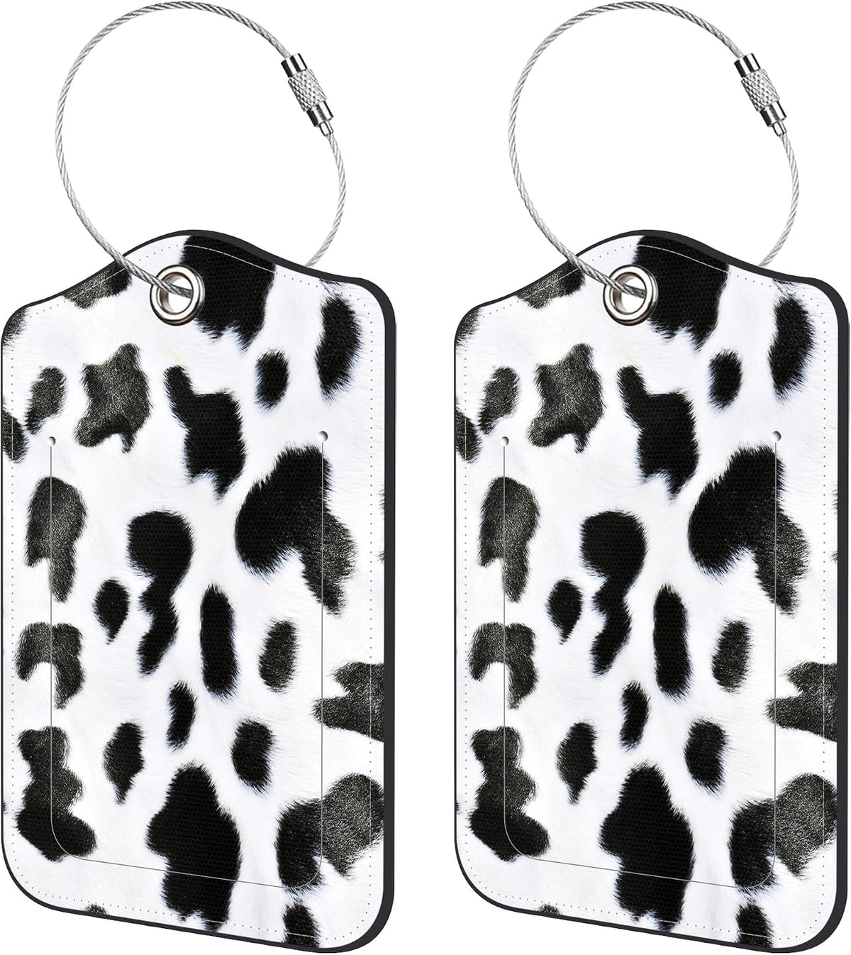 2 Pack PU Luggage Tags for Suitcase, Cow Texture Suitcase Tag Leather Privacy Cover ID Label with Stainless Steel Loop for Baggage Handbag School Bag Backpack