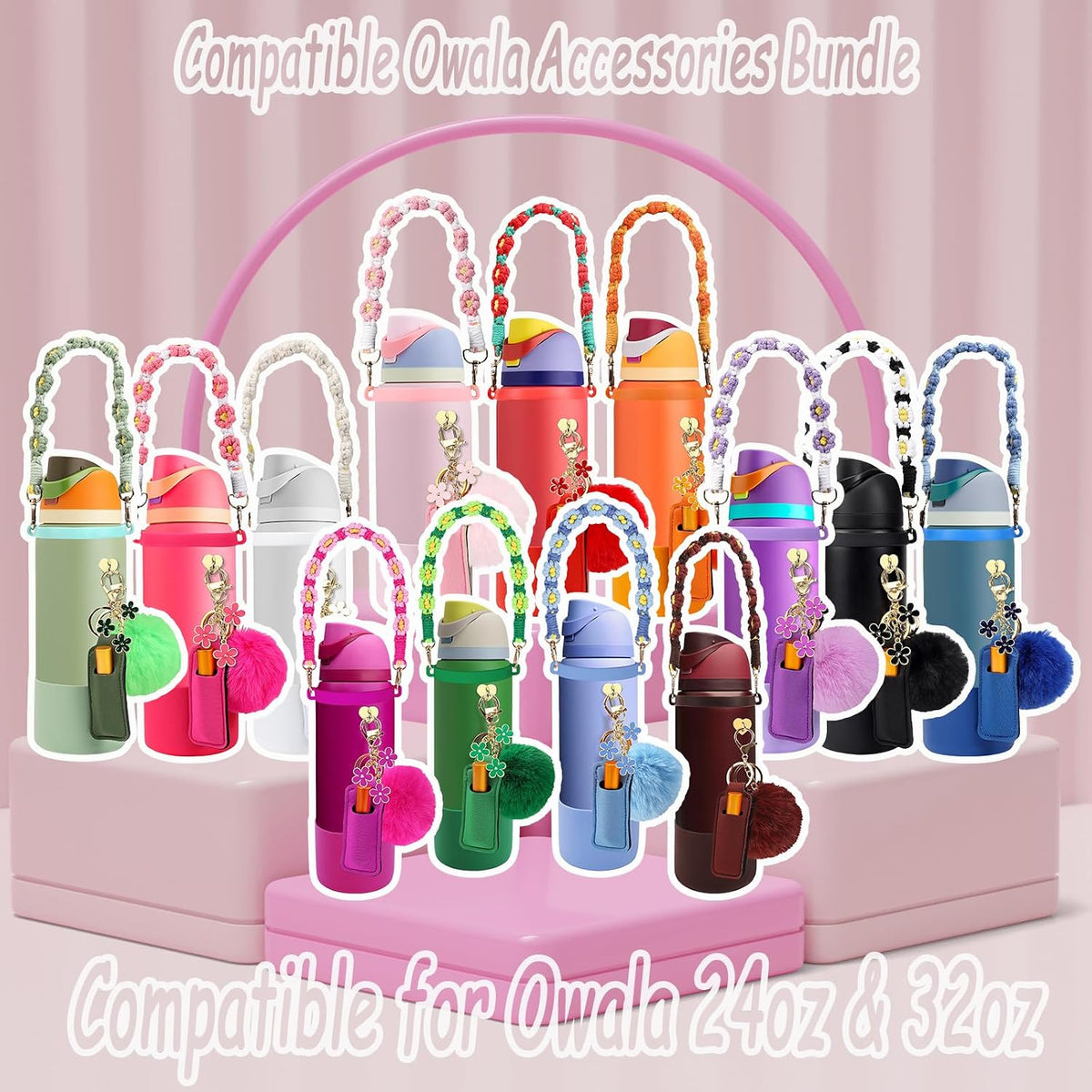 Compatible for Owala FreeSip 32 oz Accessories Bundle:Putting Green