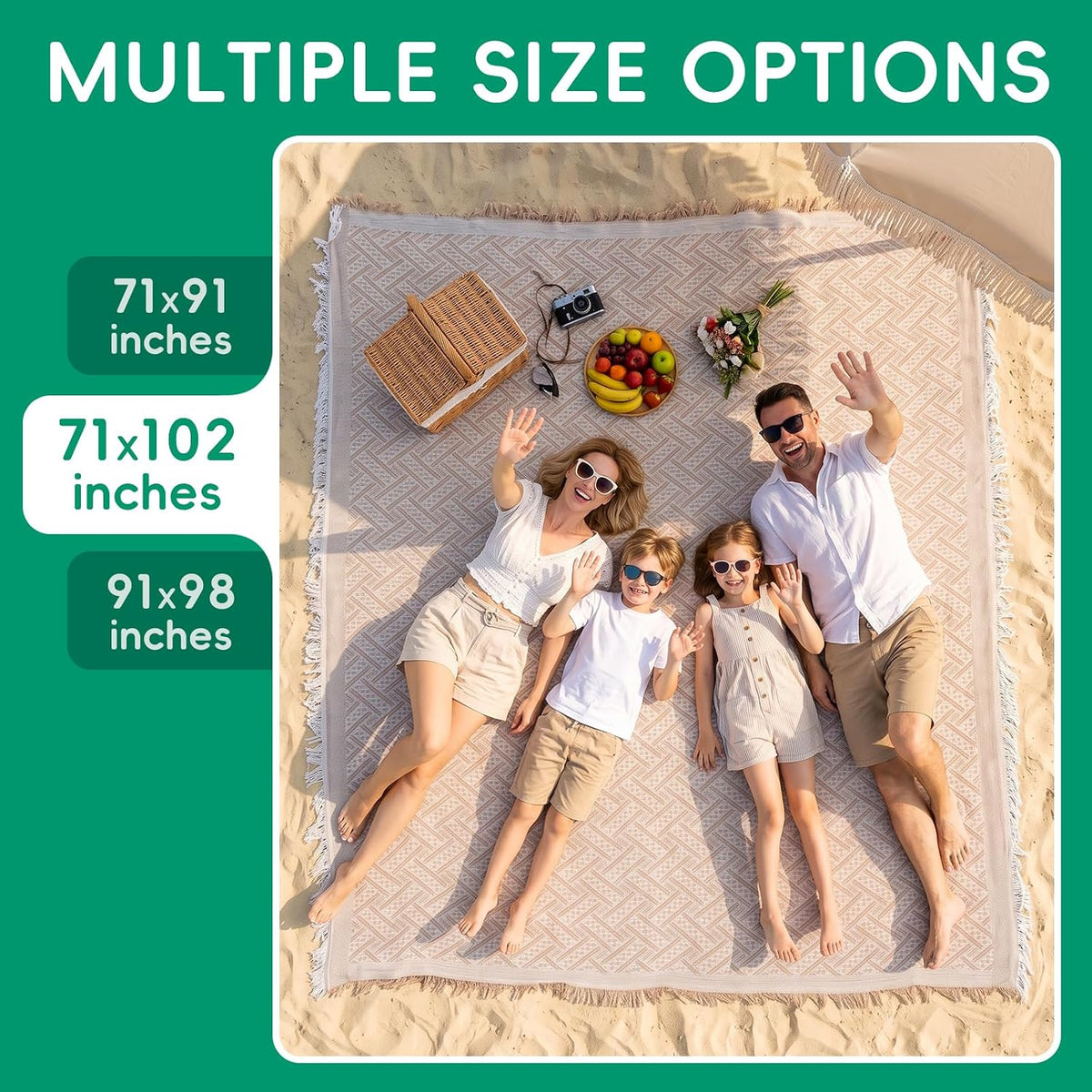 Extra Large Boho Beach Mat Picnic Outdoor Blanket Woven Giant Towel Camping Gear Cruise Essential 2026 Summer Vacation Must Have Airplane Travel Accessories Costa Rica Bahamas Hawaii Trip Stuff Gift