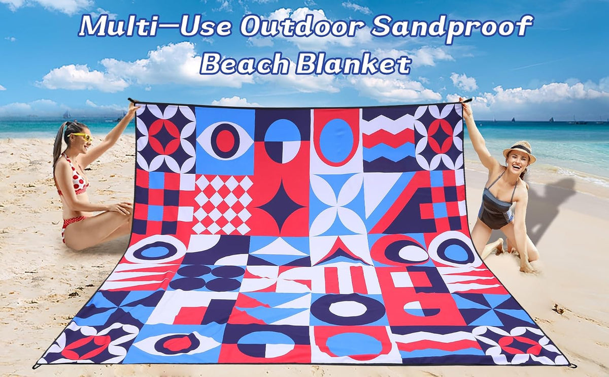 HIHOHO Beach Blanket Waterproof Sandproof Extra Large Beach Mat 79" X 83"/120"x108"for 1-8 Adults Quick Drying Durable Outdoor Picnic Mat for Beach Travel Camping Hiking