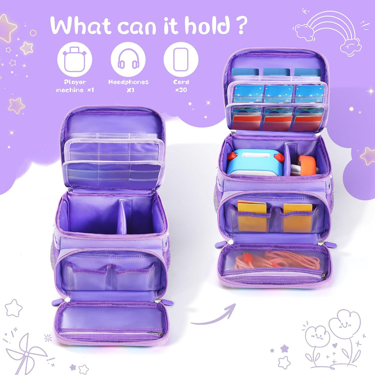 Carrying Case Fit for Yoto Player 3rd Generation & Headphone,Holds 30 Cards