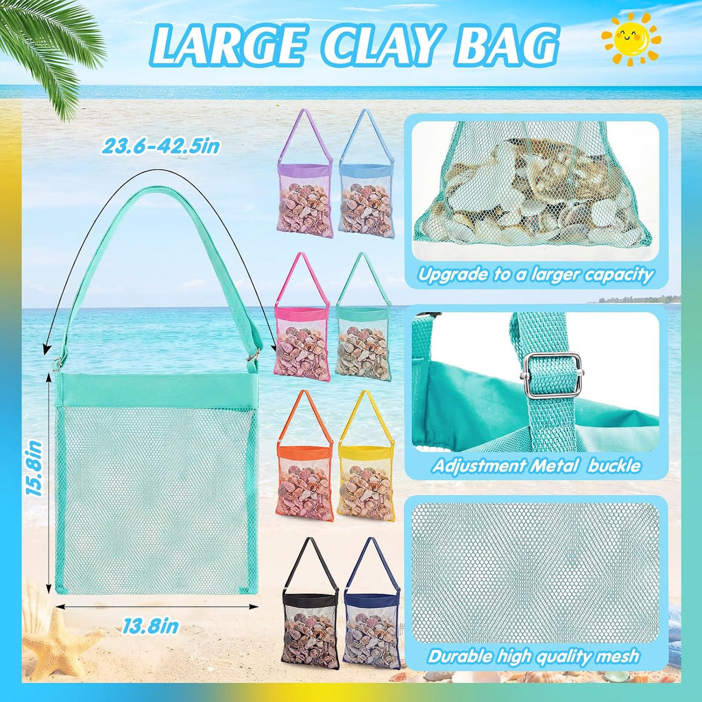VioraWhite 8 Pcs Mesh Shell Bags Beach, Mixed Color