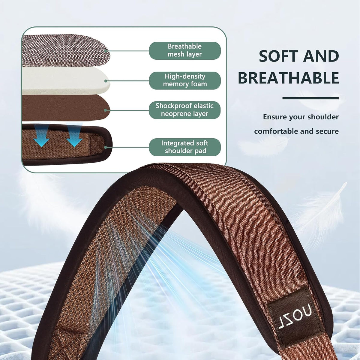 67 Inch Shoulder Straps, Soft with Ultra-Thick Fixed Shoulder Pad, Two Way Independently Adjustable Buckle Replacement Straps for Laptop Bag Messenger Bag Tool Bag Luggage,Brown