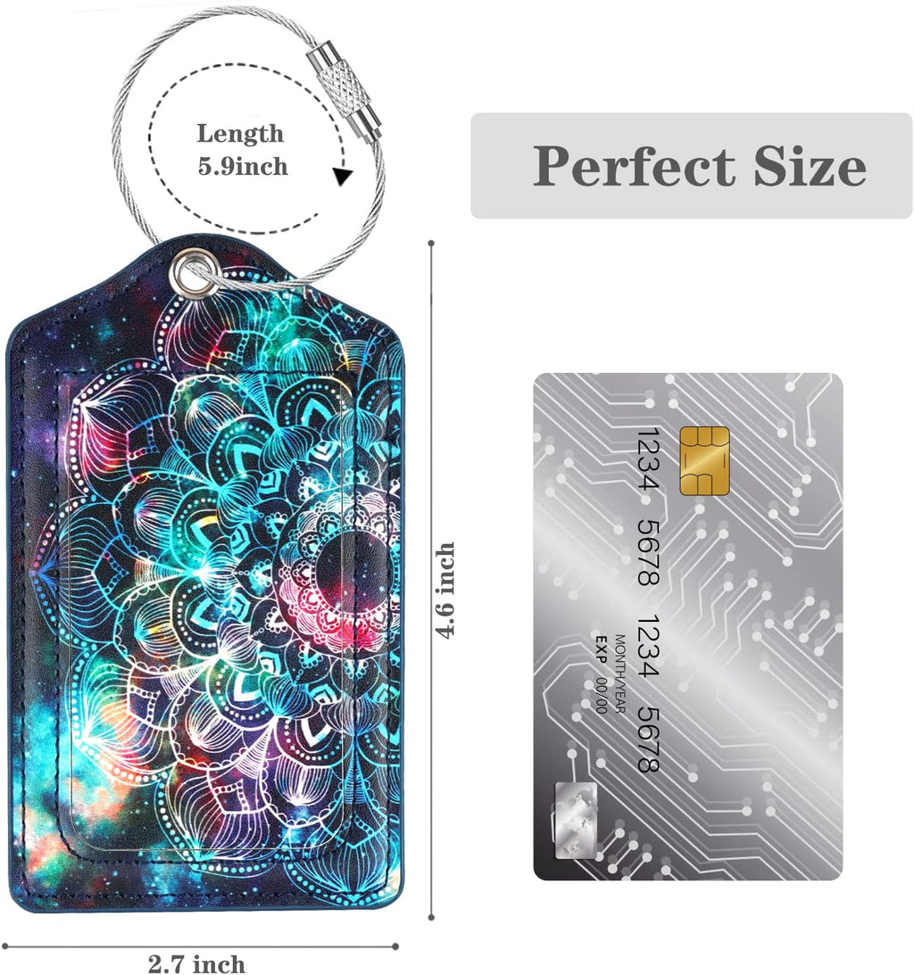 (2 Pack) Luggage Tag for Suitcases Leather Privacy Cover ID Label Travel