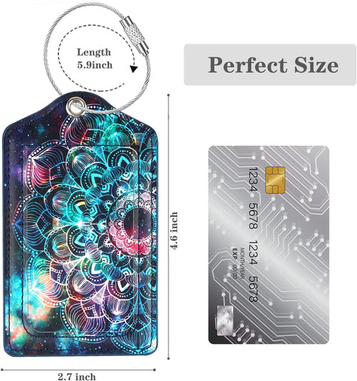 (2 Pack) Luggage Tag for Suitcases Leather Privacy Cover ID Label Travel