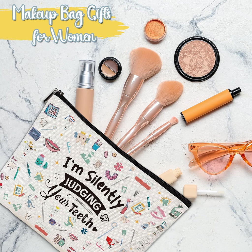Dental Hygienist Gift for Women - Dental Assistant Gifts Makeup Bag, Dentist Gift Cosmetic Bag with Zipper, Dental Hygiene Appreciation Gifts, Dental Students Graduation Gifts