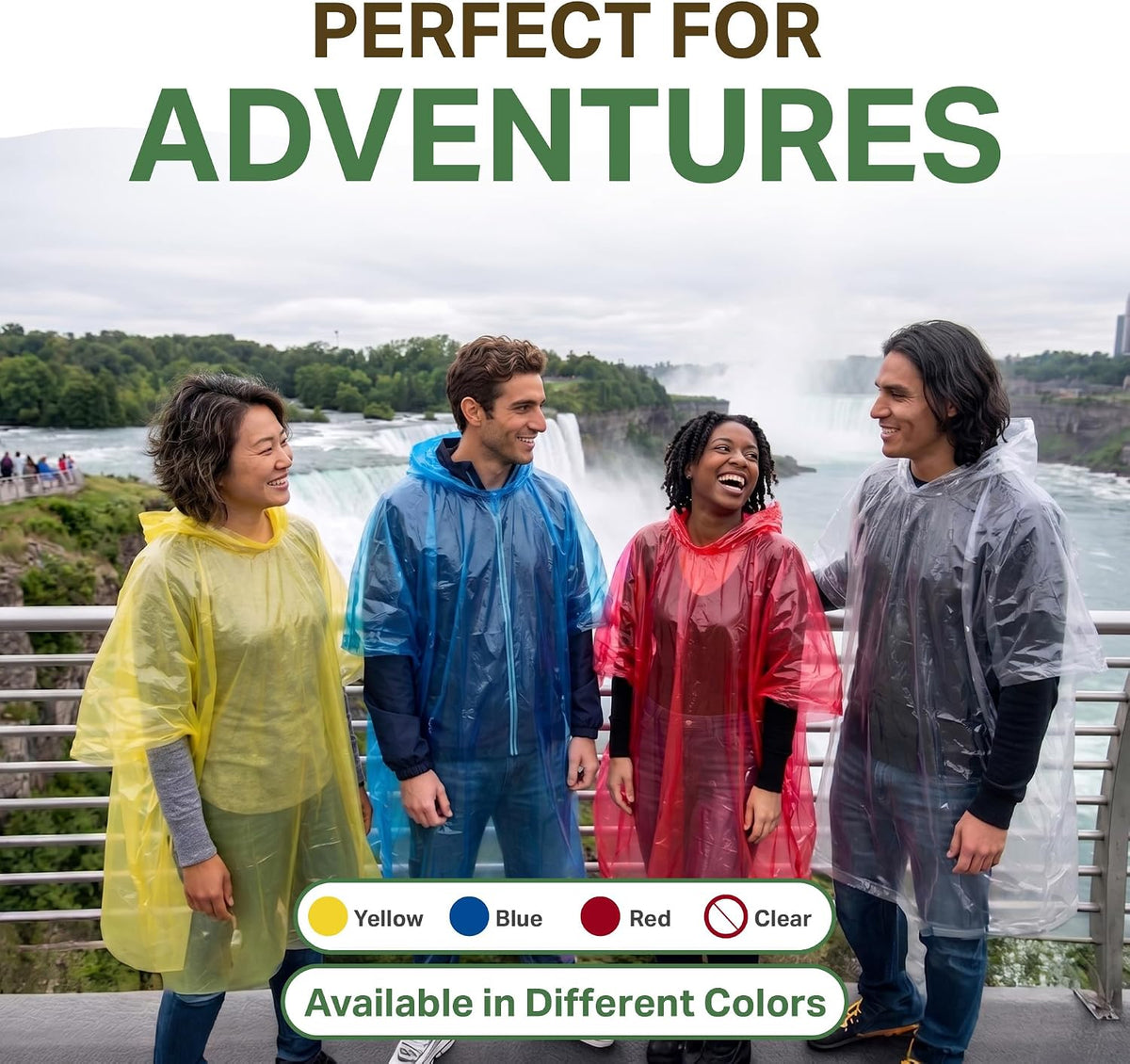 Evelots Rain Poncho for Adults - Disposable Raincoats with Hood - Unisex, Durable Thick Clear Plastic