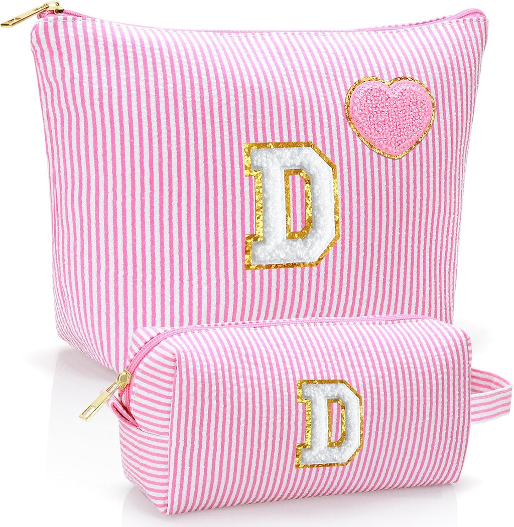 Personalized Initial Makeup Bag Pouch Cute Preppy Makeup Organizer bag