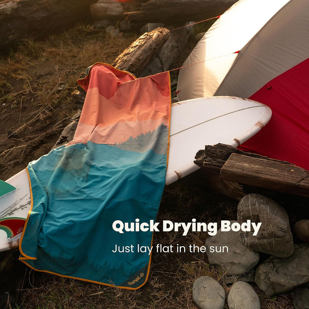 Rumpl Tech Towel, Quick-Dry for Travel, Beach, and Camp, Baja Fade
