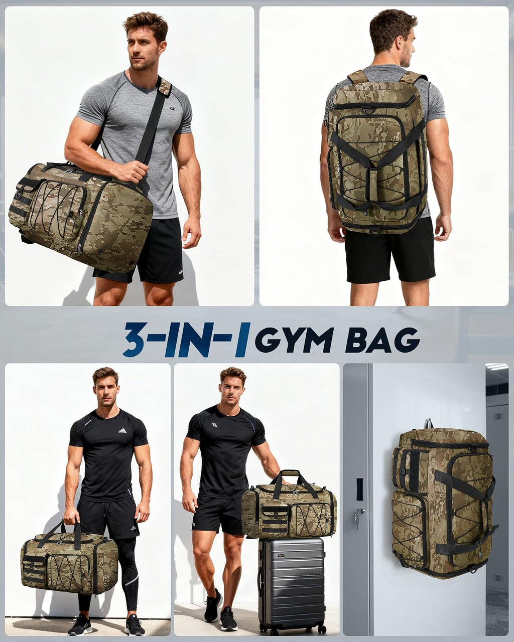 SDYSM Gym Bag for Men 45L, 3-in-1 Sports Duffel Bag with Shoe Compartment