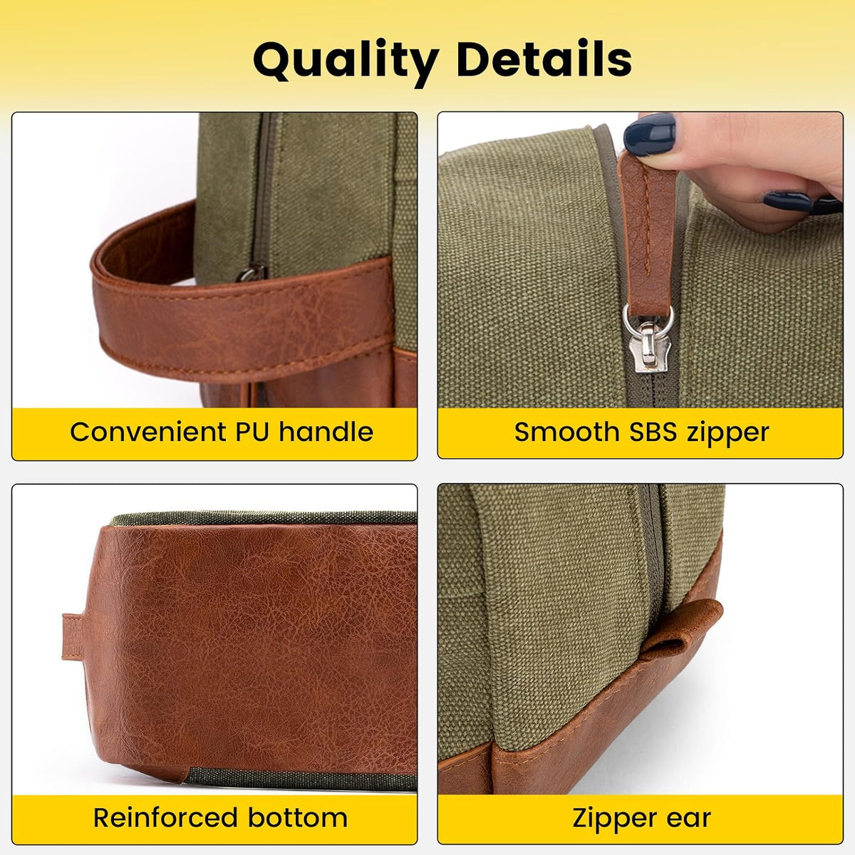 Vorspack Canvas Travel Toiletry Bag for Men, Medium, Green