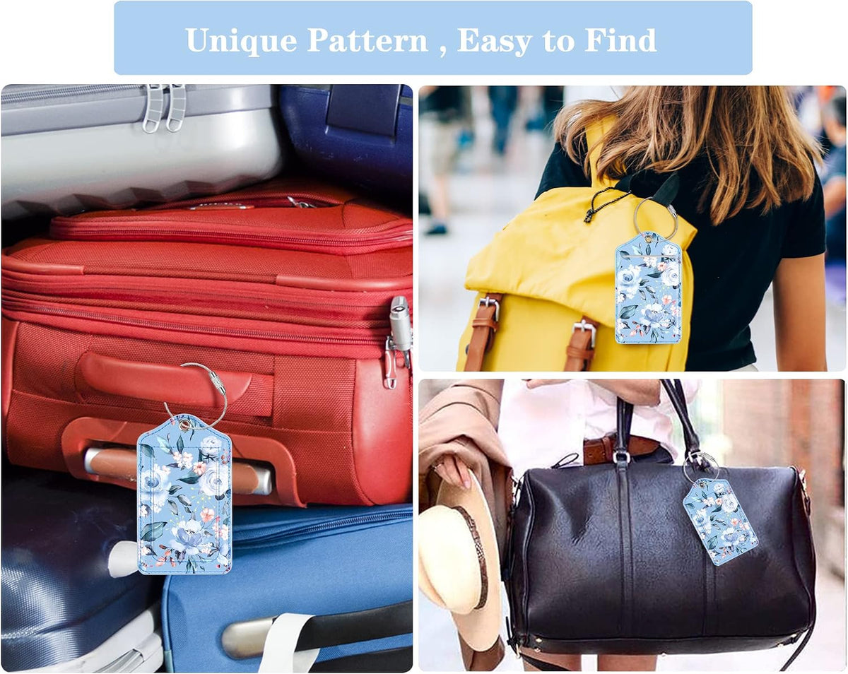 (2 Pack) Luggage Tag for Suitcases Leather Privacy Cover ID Label Travel