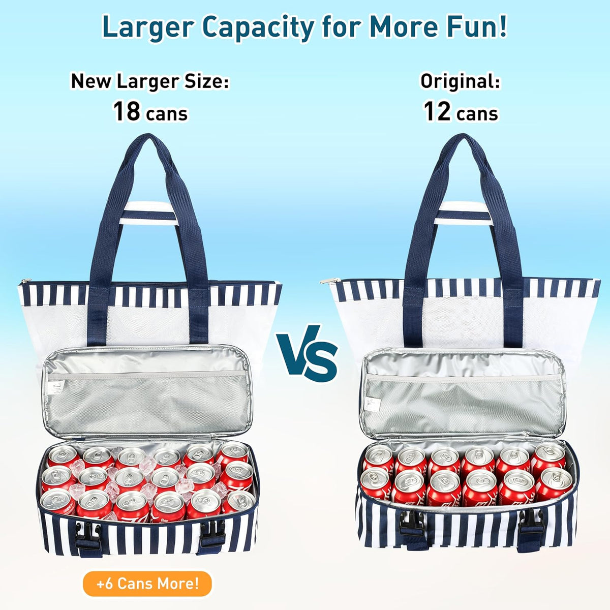 Catalonia Large Beach Tote Bag with Cooler Bag, Mesh Carryall for Women