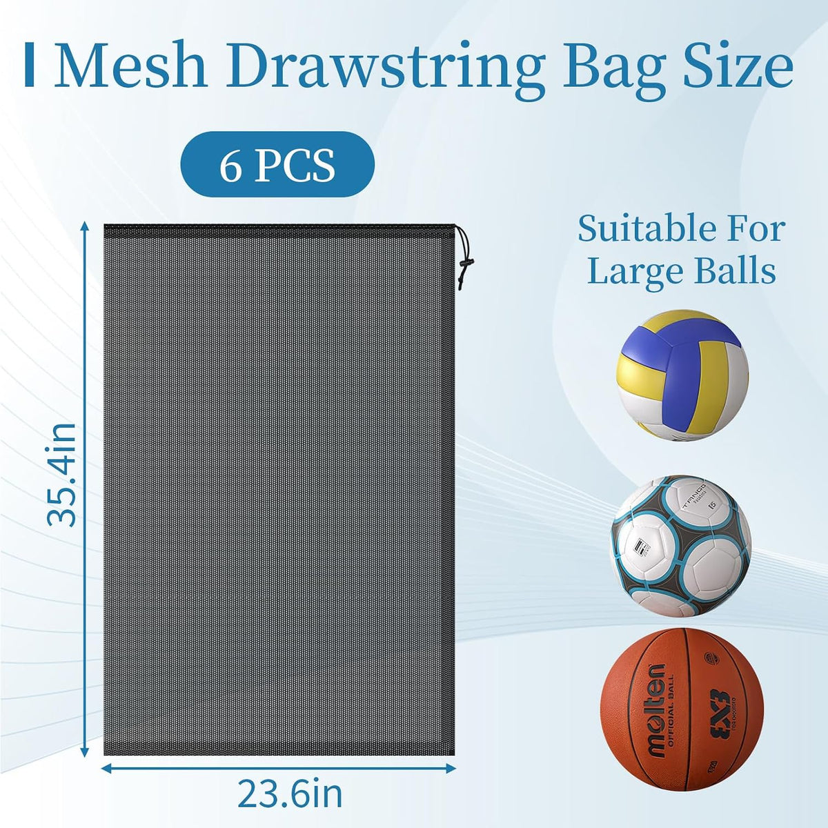 6 Pack Mesh Bag Drawstring for Storage,23 x 35 Inch Net Bags with Lock