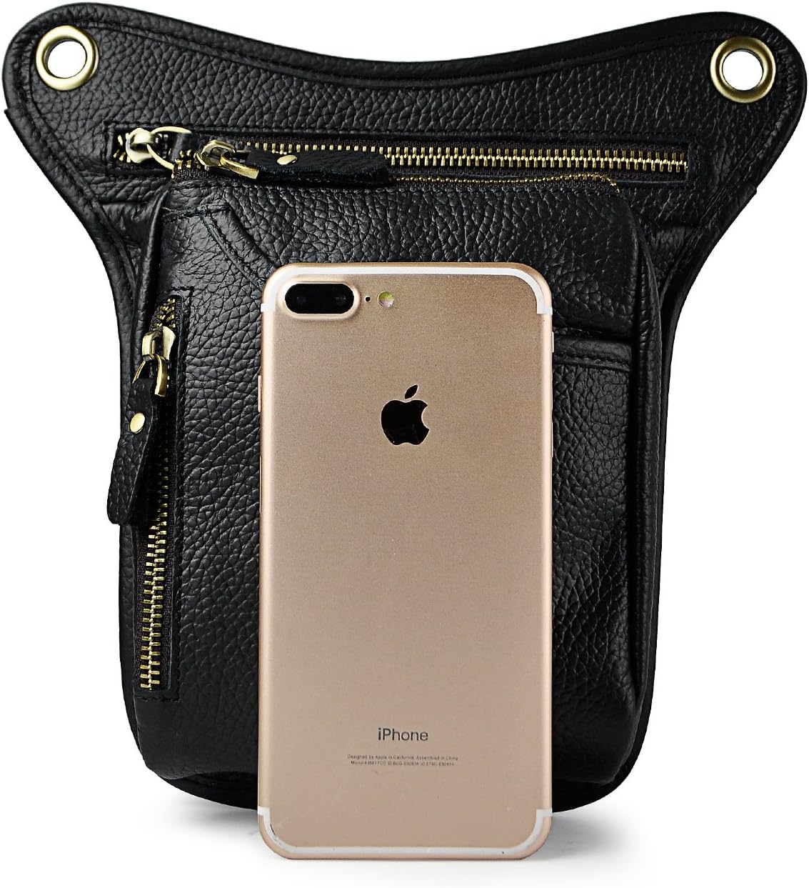 Le'aokuu Mens Genuine Leather Outdoor Sporting Hiking Waist Hip Pack Messenger Shoulder Drop Leg Thigh Bag Pouches For Women (211-5 01 Black)