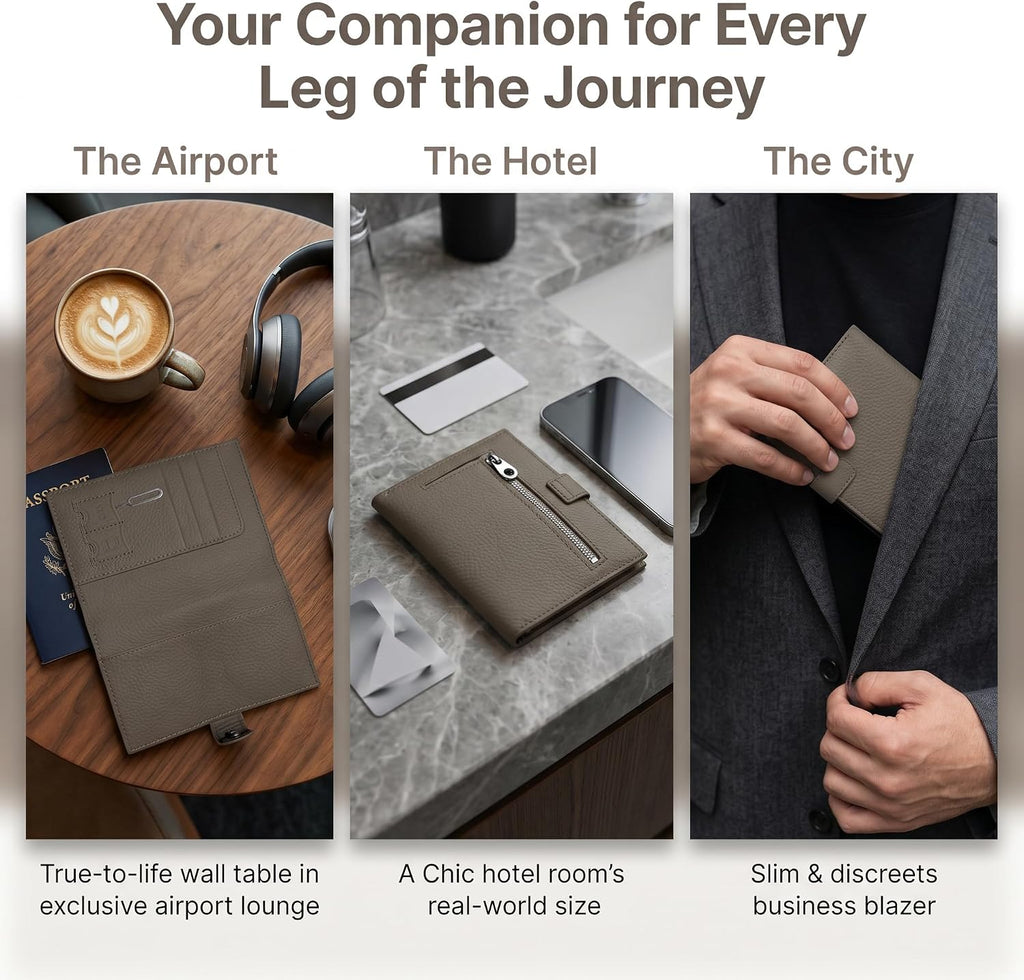 Top Grain Leather Passport Holder for Travel, RFID Blocking Wallet