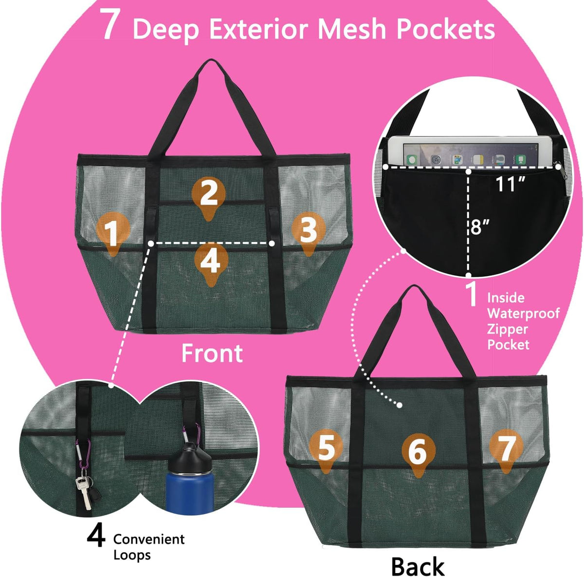 Fammart Large Mesh Beach Bag for Women, Oversized Beach tote Swim Pool Bag