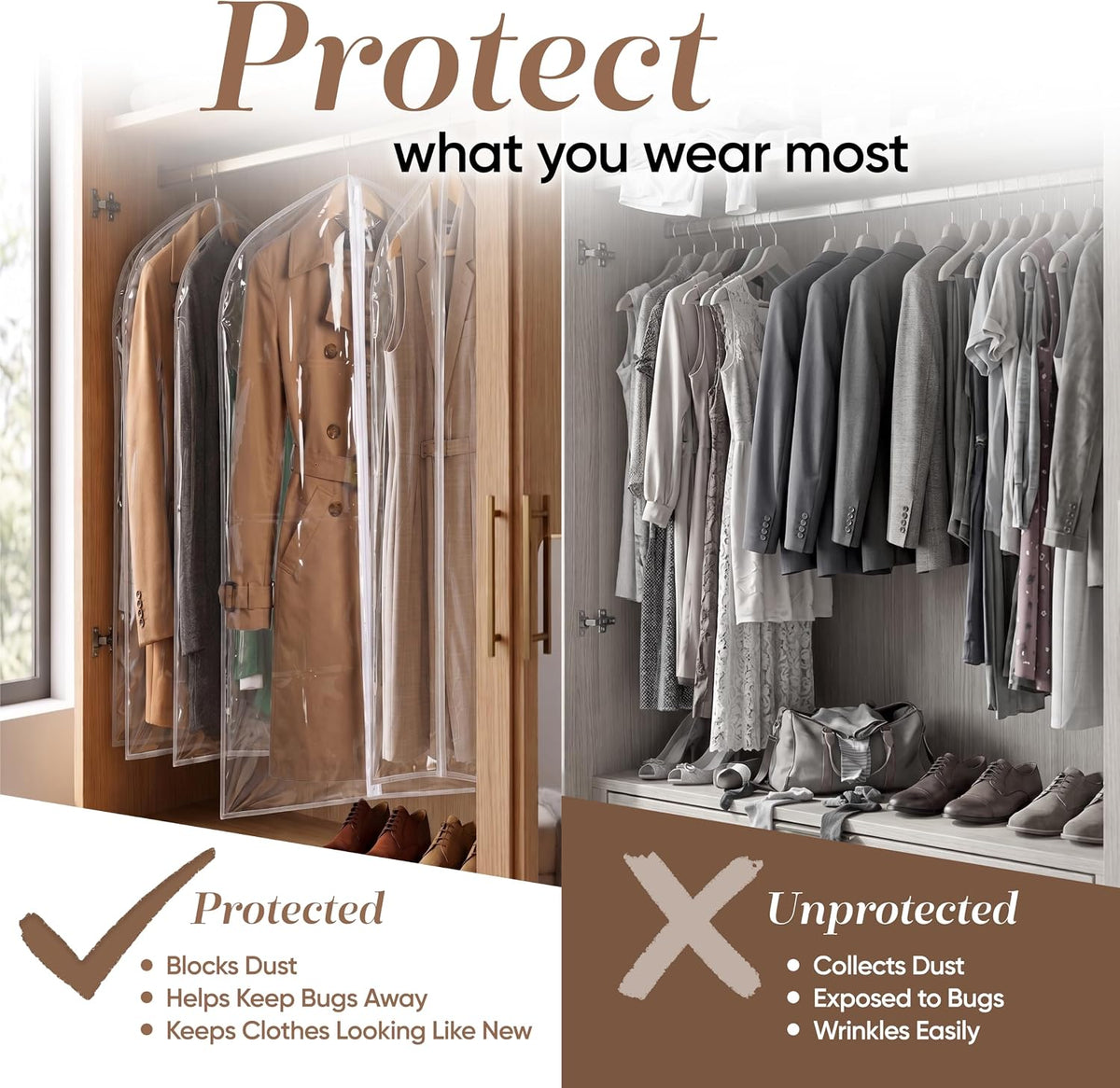 Handy Laundry Clear Vinyl Garment Bag - 24" X 54" - Full Length Zipper, Holds Up To 2 Suits