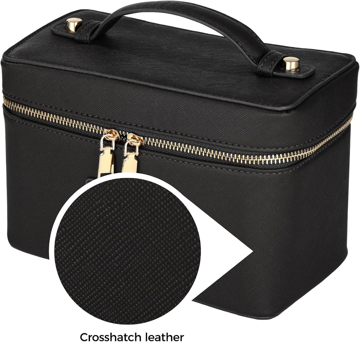 Makeup Vanity Bag for Women - Large Capacity Cosmetic Organizer with Removable Liner, Waterproof PU Leather Skincare Bag, Portable Chic Cosmetic Make Up Case for Skincare, Accessories,StyleB, Black
