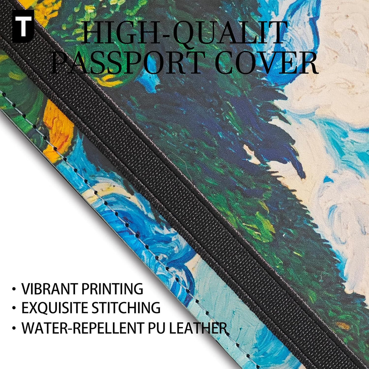 Travel Passport Holder Luggage Tag Set Artistic PU Leather Passport Cover Wallet with Funny Luggage Tag for Travel Suitcase Women and Men