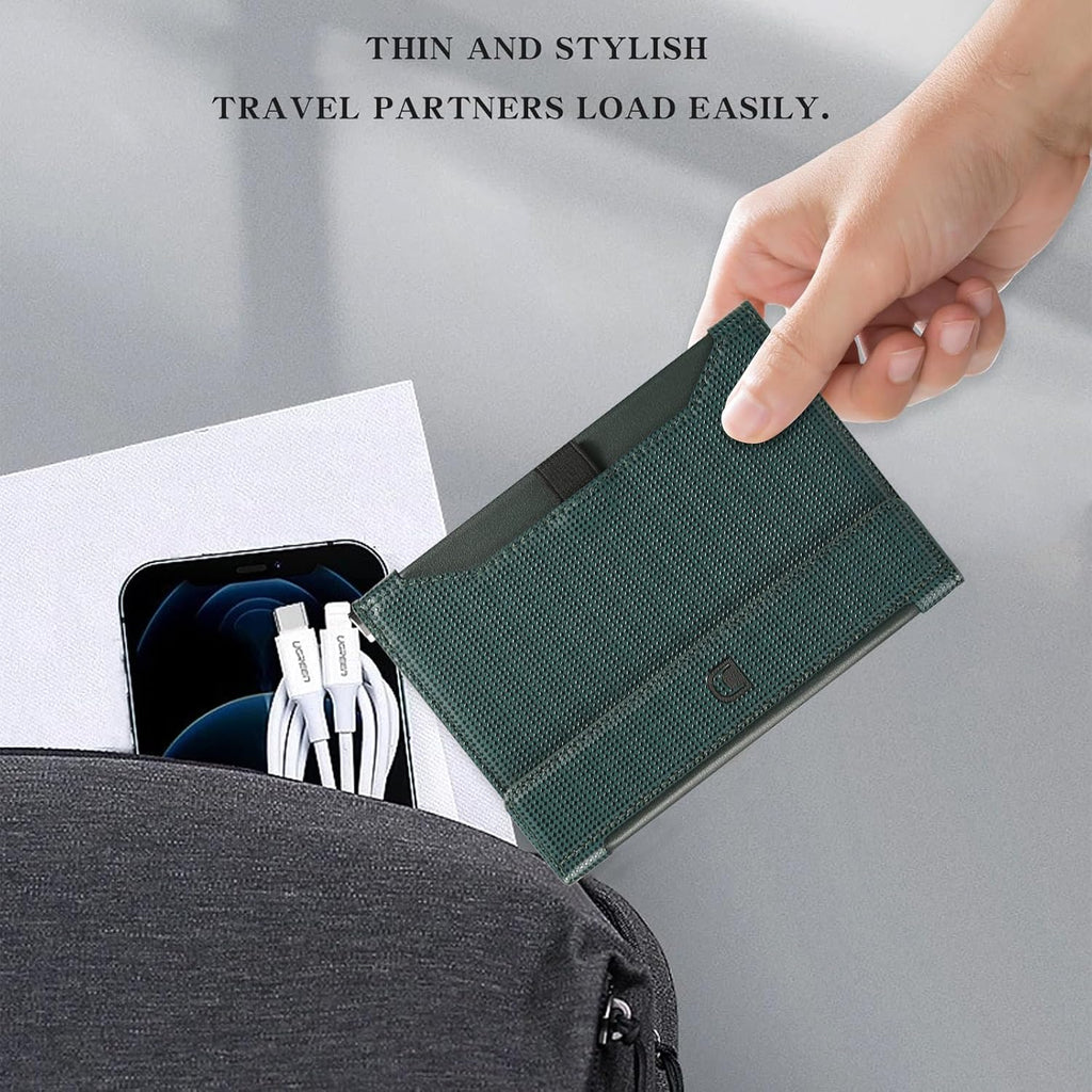 Passport Holder for Travel Essentials, RFID Blocking PU Leather Passport Wallet Cover Card holder Case Passport Book Holders for Women and Men, Dark Green