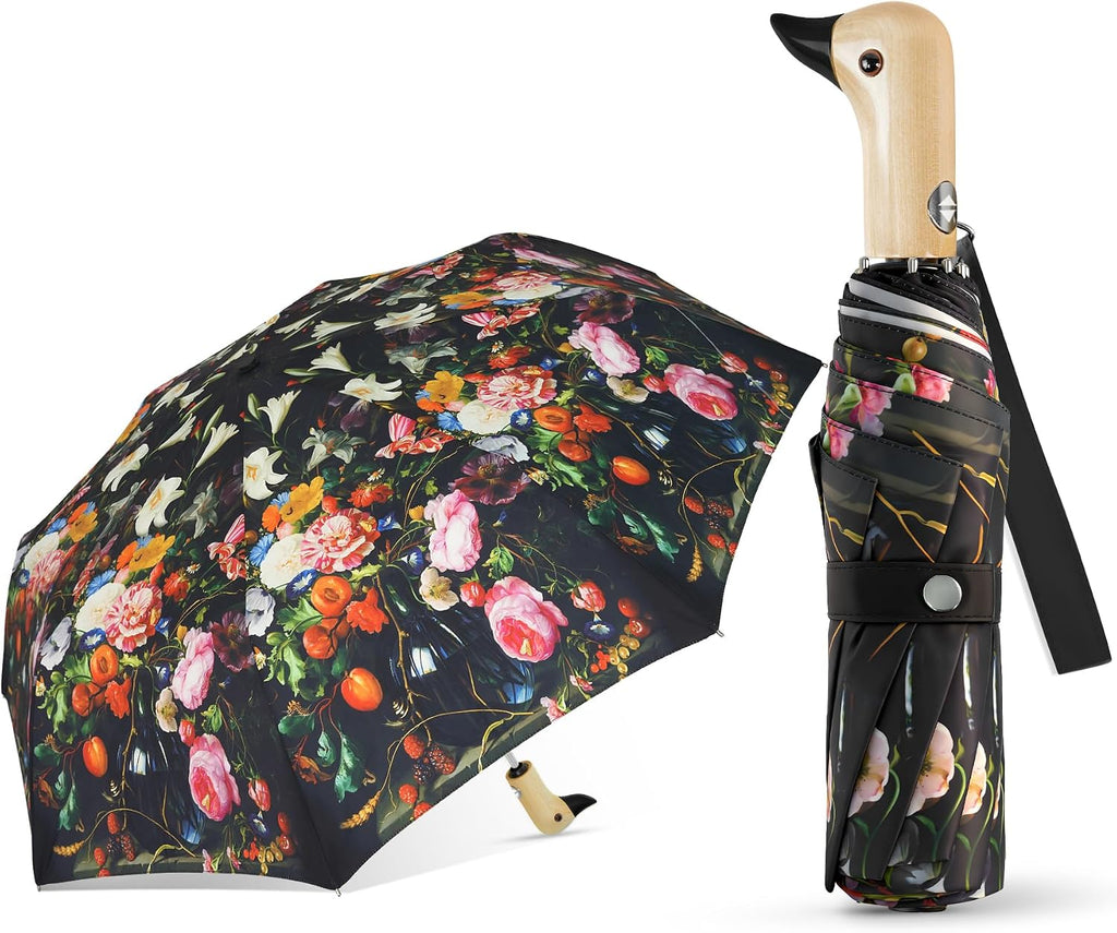 Cute Duck Umbrella Automatic Compact Folding Travel Rain for Women Kids