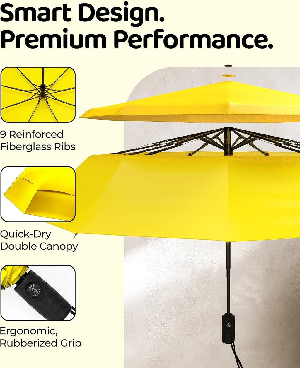 Repel Windproof Travel Umbrella - Compact & Withstands Winds up to 100MPH , Strongest Premium Auto Folding Umbrella for Rain and Sun - Durable, Light & Portable for Women & Men , Fits Backpack & Cars