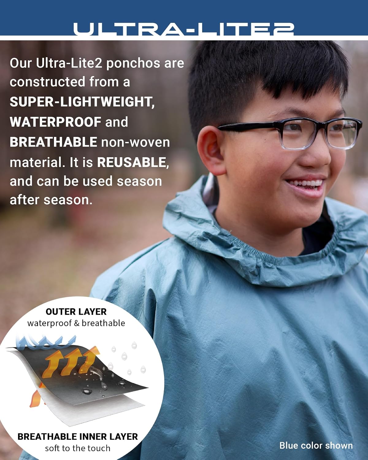 FROGG TOGGS Ultra-lite2 Waterproof Rain Poncho, Breathable and Reusable