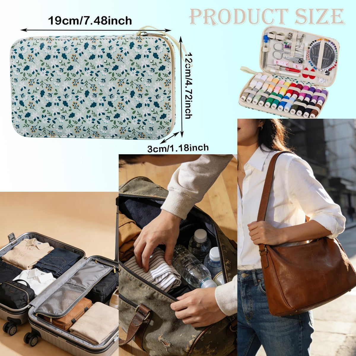 Bobode Travel Sewing Kit with 24 Sewing Thread & Heavy Duty Sewing Needles