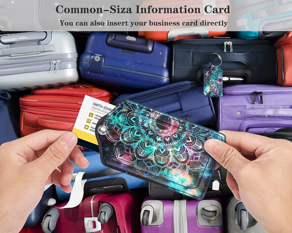 (2 Pack) Luggage Tag for Suitcases Leather Privacy Cover ID Label Travel