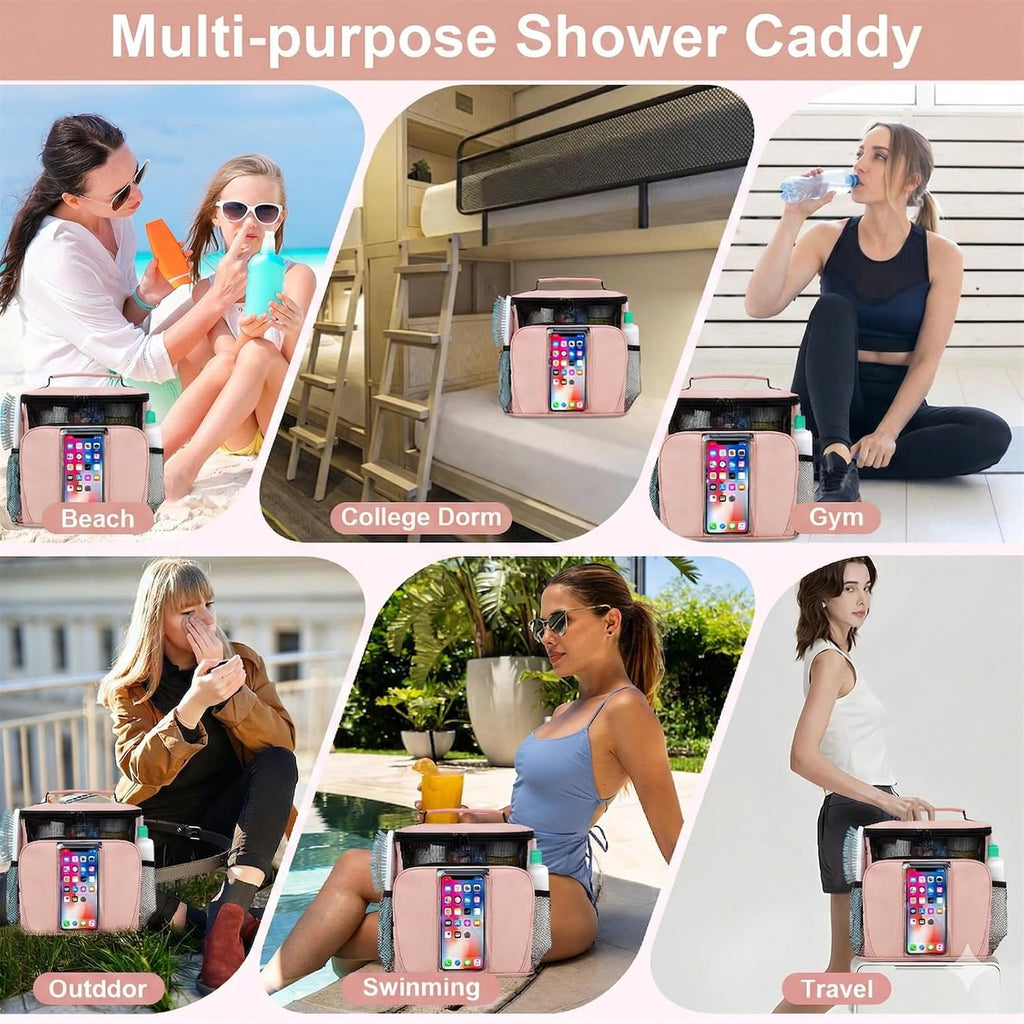 College Dorm room Essentials for Girls, Quick Dry Mesh Shower Caddy-Beige