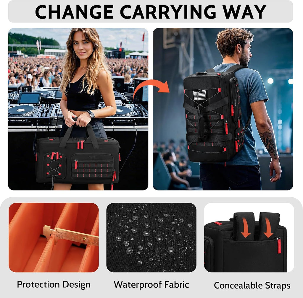 BOSSTIN DJ Cable Bag with Detachable Dividers for Equipment and Music Gear