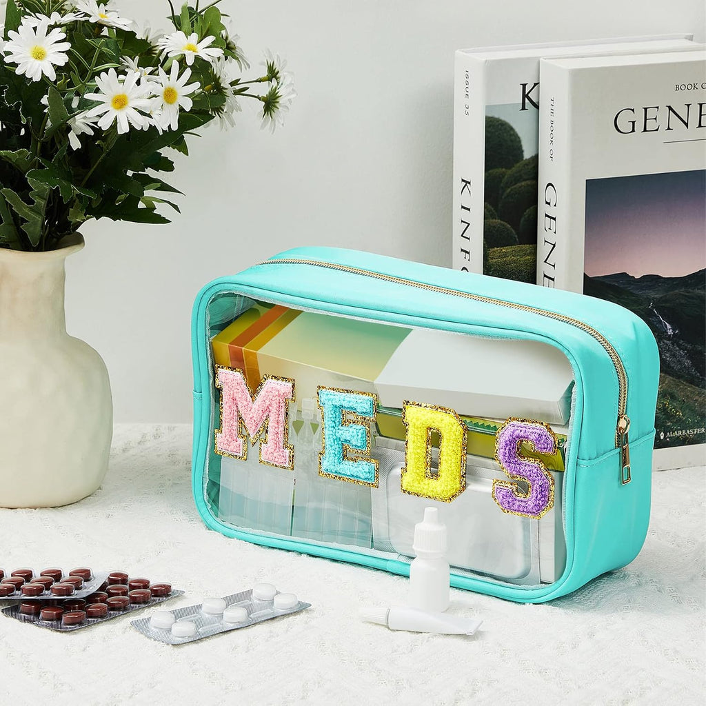 Geetery Medicine Bag Travel Makeup Case with Patch,Green,Cute Meds
