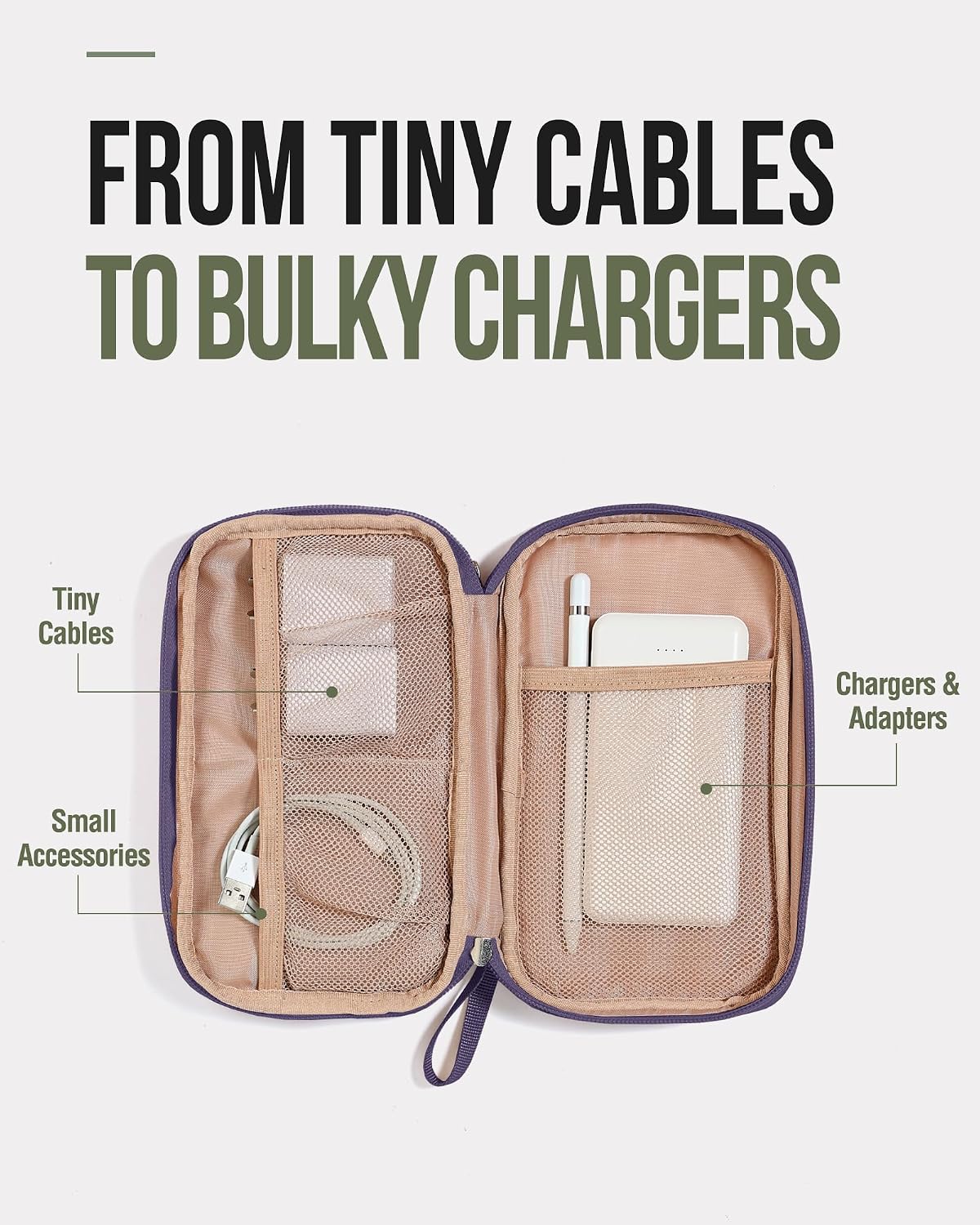 NISHEL Electronics Travel Organizer Cord Case, Charger Cable Tech Bag