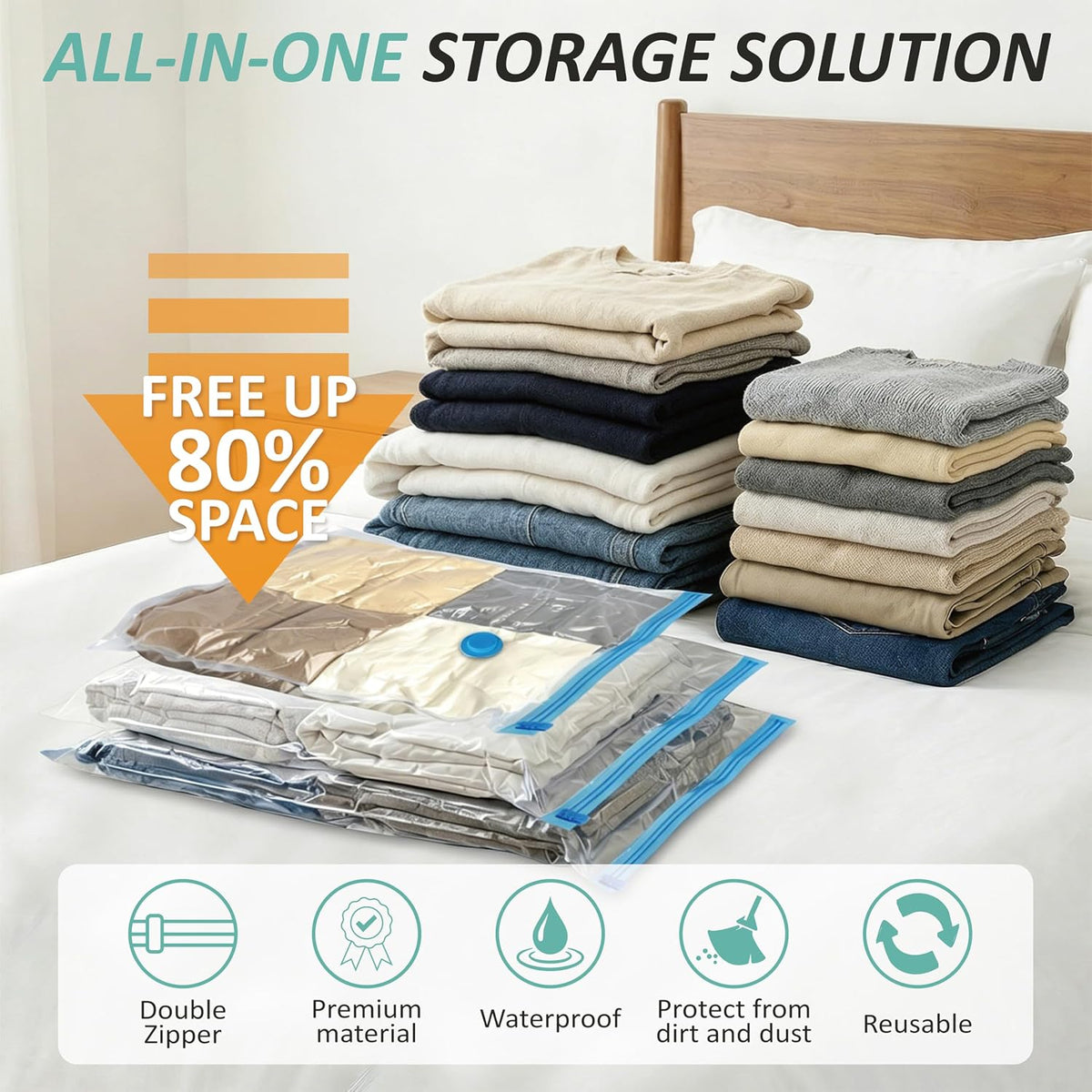 Vacuum Storage Bags with Hand Pump, Vacuum Seal Space Saver Bags,12 Medium