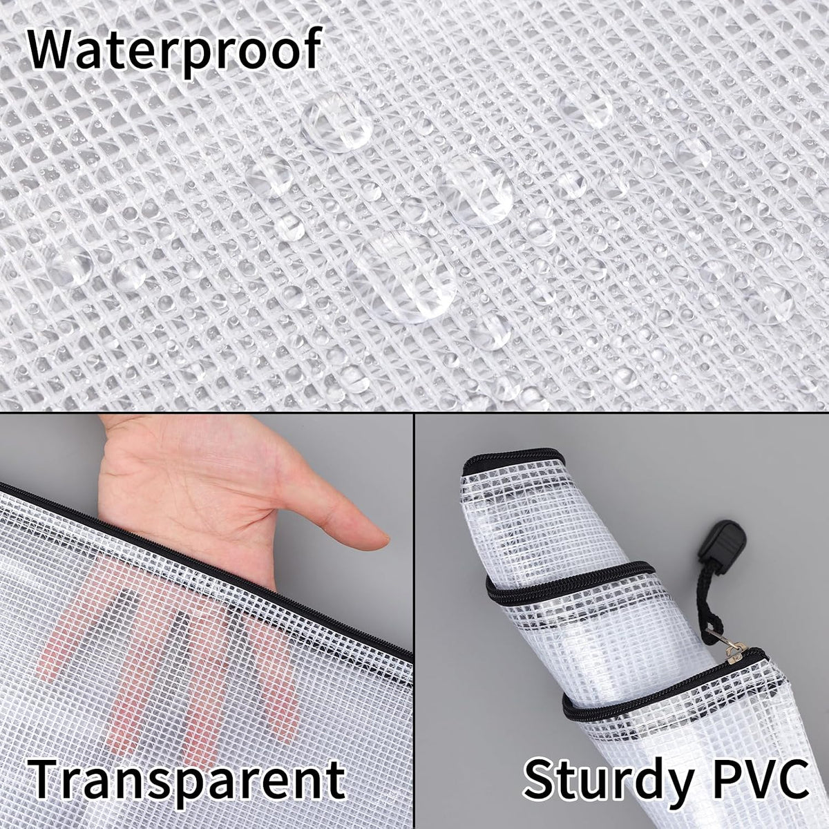 EOOUT 20pcs Mesh Zipper Pouch Bags 8 Size Water Resistant Zipper Bags Plastic Clear Storage Bags for Travel Office Home School Supplies and Board Game Organize