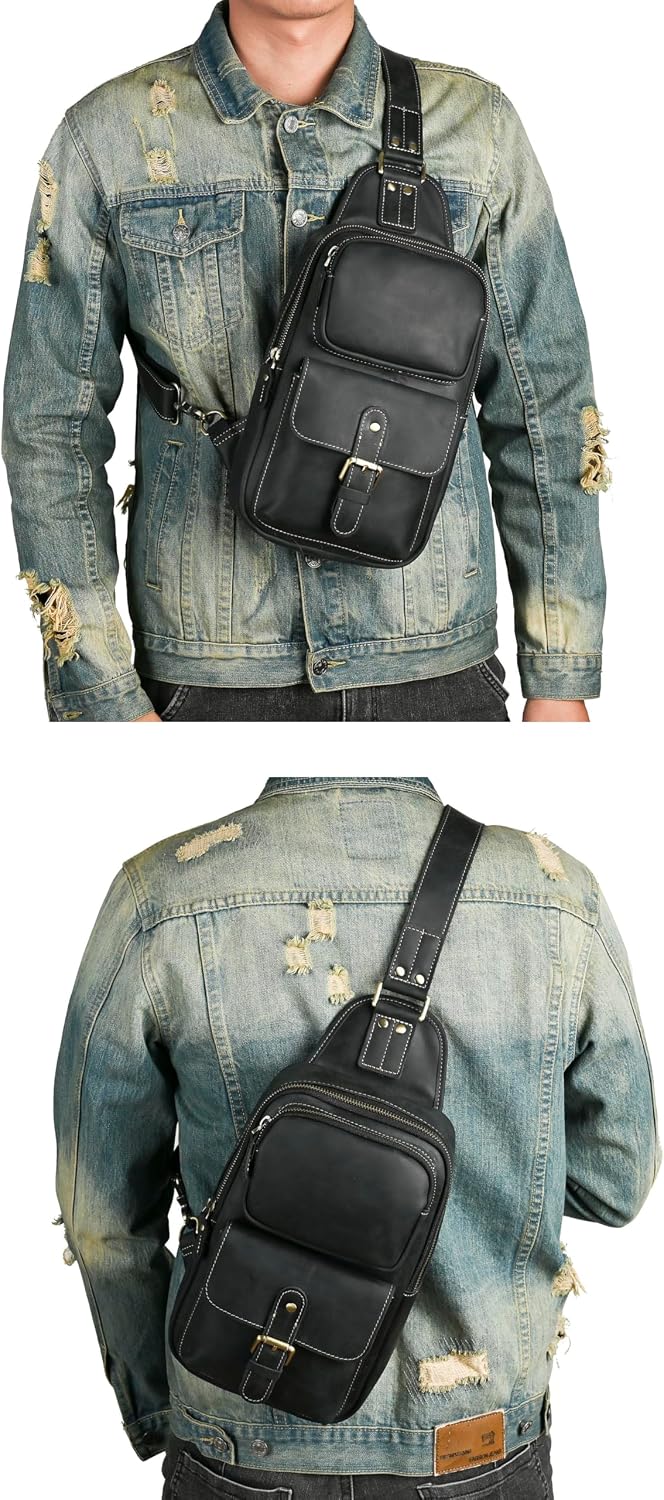Le'aokuu Outdoor Casual Travel Hiking Crossbody Chest Sling Bag Rig One Shoulder Strap Bag Backpack 1315