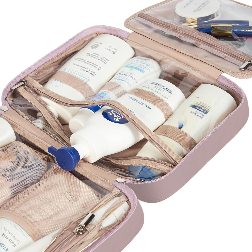 NISHEL Travel Toiletry Bag for Women Hanging Organizer Makeup Case Pockets
