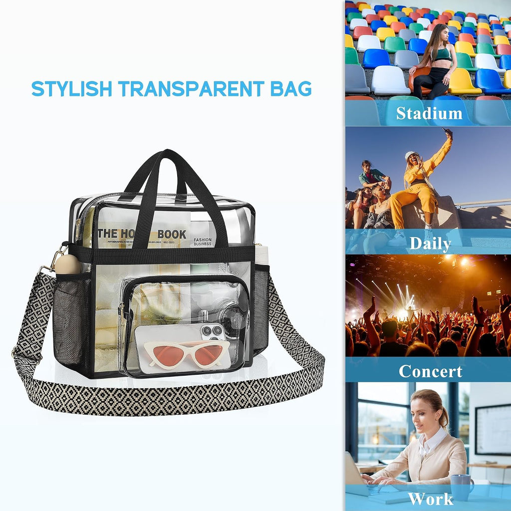Bagenius Clear Tote Bag, 12x5.5x12 Inches Travel Tote Bag Stadium Approved