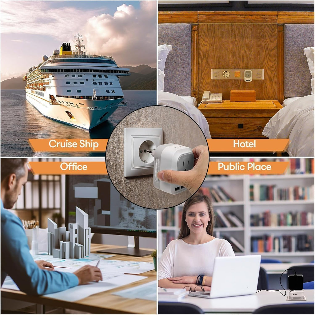 220V to 110V Voltage Converter US to Europe Travel Adapter Fast Charging