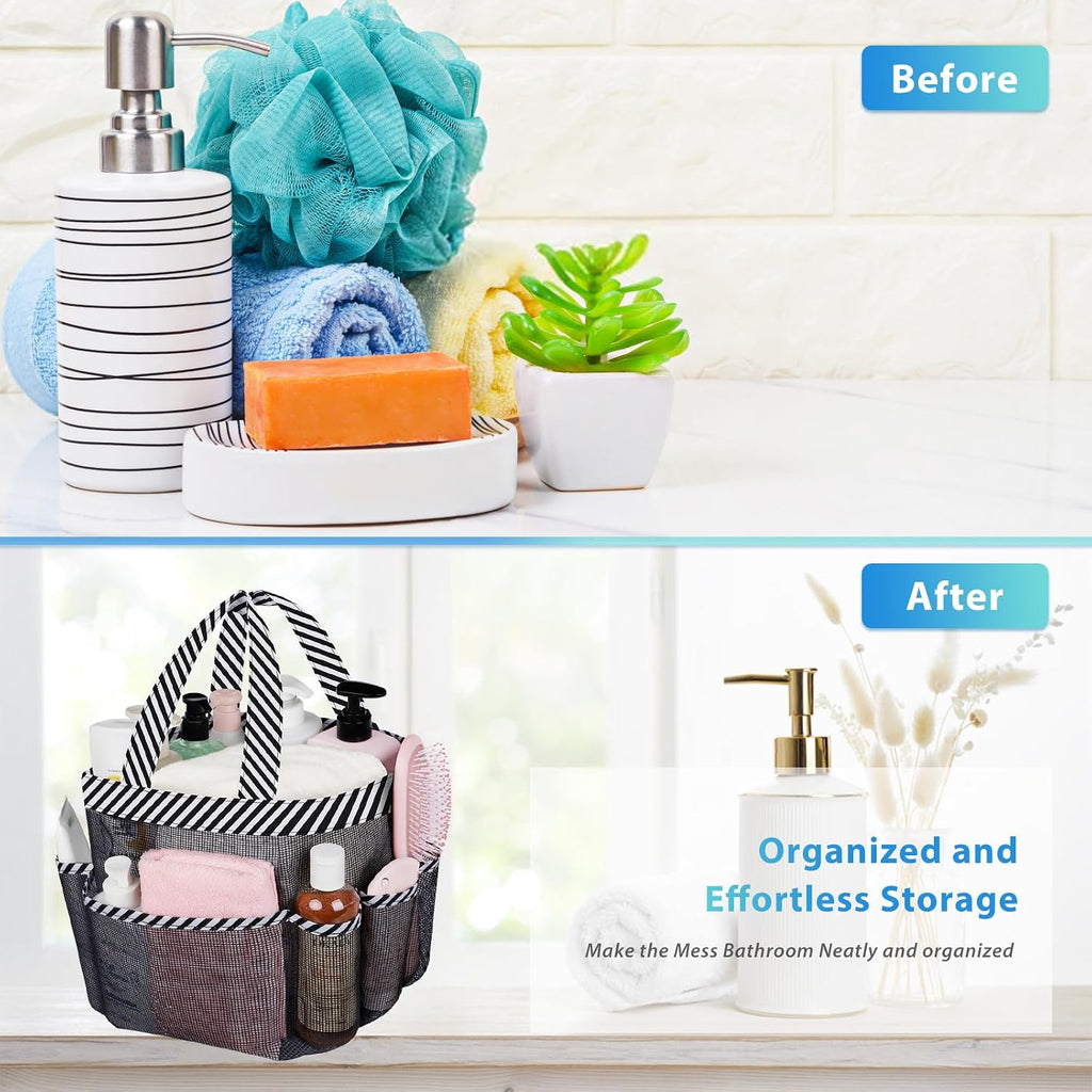 Mesh Shower Caddy Portable - 9 Pockets for College Dorm Room Essential