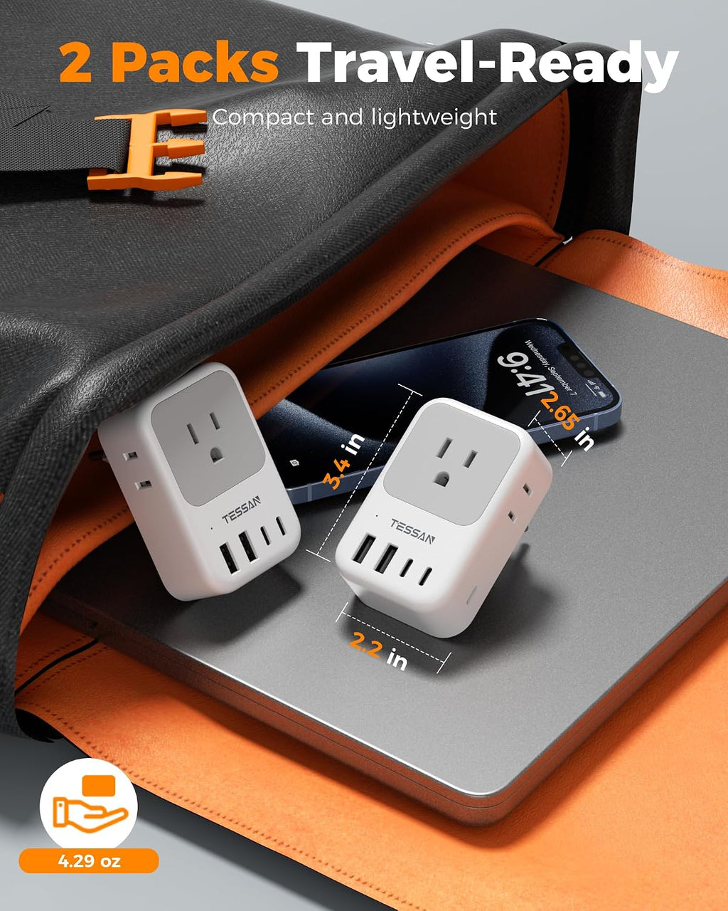 TESSAN Switzerland Travel Plug Adapter, PD 28W, 2 Packs