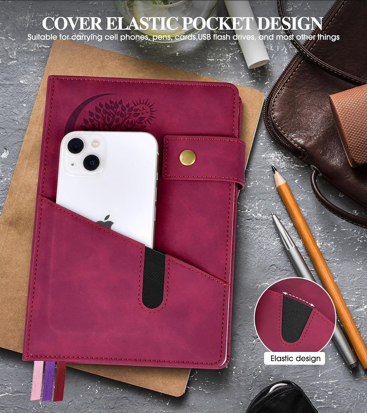 PAIBAS Lined Journal Notebook for Men, A5 Leather Journals for Writing Women, Hardcover Notebooks for Work,School,Note Taking,Travel,Business,Personal daily Diary,200 Page College Ruled (5.9" x 8.4")