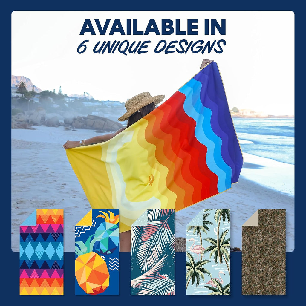 SUN NINJA Quick Dry Microfiber Beach Towel, 63x32in, Triangle, 2 Pack