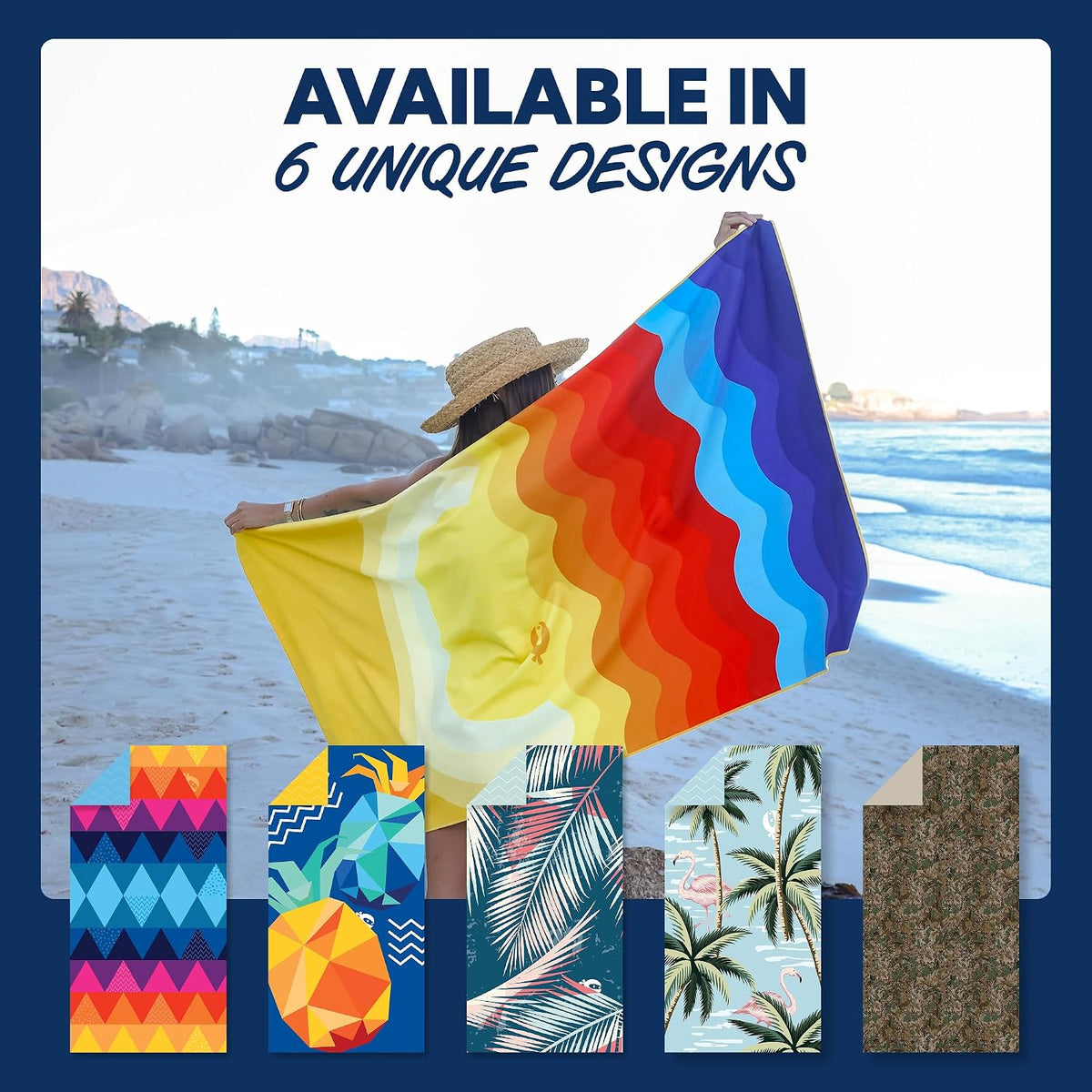 SUN NINJA Quick Dry Microfiber Beach Towel, 63x32in, Triangle, 2 Pack