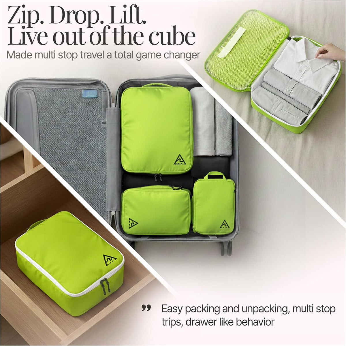 4-Piece Luxury Compression Packing Cubes & Bags for Travel – Maximize Space in Luggage with HybridMax Double-Capacity Design, 50 Luggage Tags, Patented Suitcase Organizer Bags, Lifetime Satisfaction